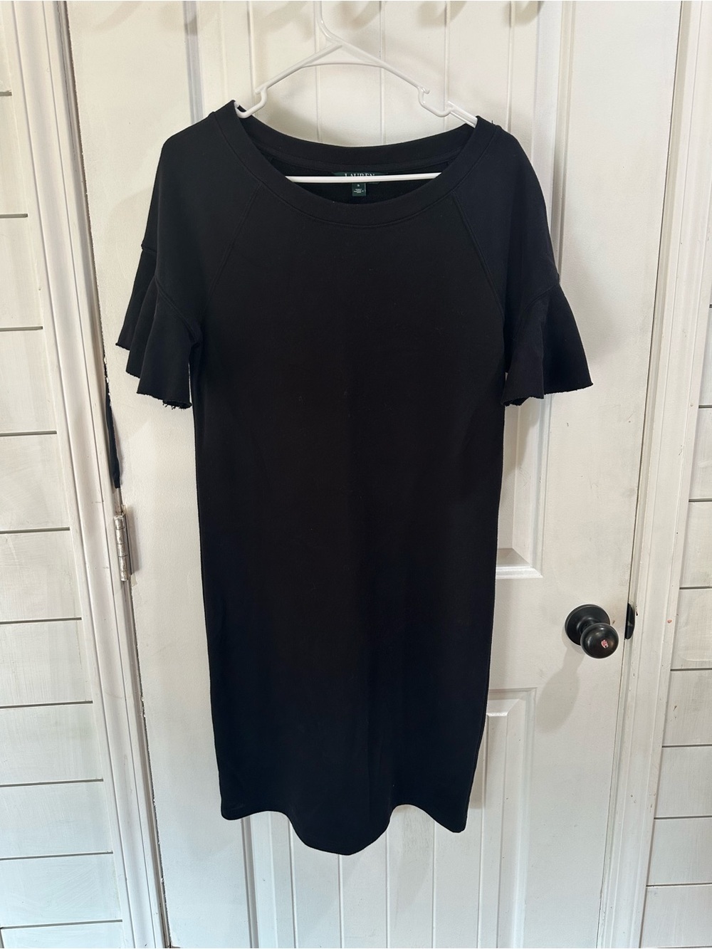 Lauren Ralph Lauren Black Knit Ruffle Sleeve dress casual